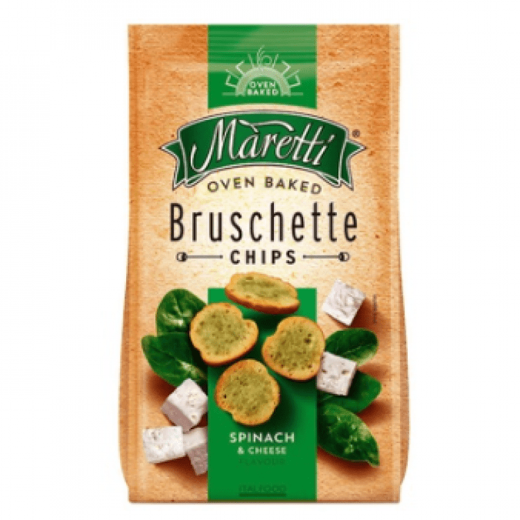 Хлібні брускети Maretti запечені зі смаком шпінату та сиру , 70г - image-0
